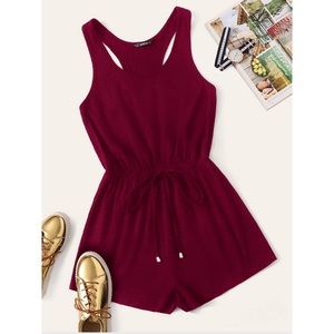 Plus Tie Waist Tank Romper